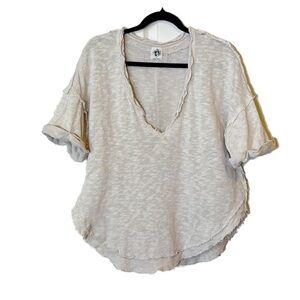 Free People North Star Oversized Tee Oatmeal 100% Cotton Pullover Top Women’s XS